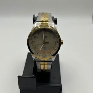 Timex Indiglo Watch Unisex OS Two-Tone Silver Gold Expansion Band WR 30M